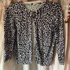 J. Crew Leopard Print Open Cardigan Sweater - Black & White